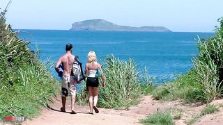 Petite blonde assfucked by two giant dicks