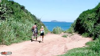 Petite blonde assfucked by two giant dicks