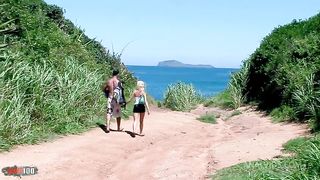 Petite blonde assfucked by two giant dicks