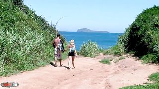 Petite blonde assfucked by two giant dicks