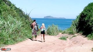 Petite blonde assfucked by two giant dicks