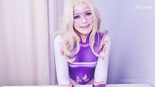 The superheroine was about to neutralize the villain, but he prevented her with his big dick