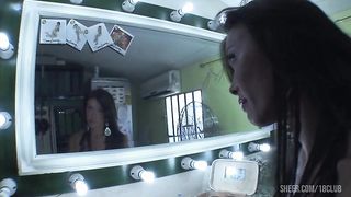 Asian Tranny With Big Boobs Bangs Foreigner In All His Holes