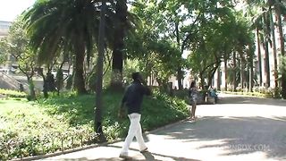 Busty Tranny Gets Interracial Action