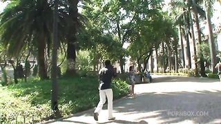 Busty Tranny Gets Interracial Action