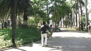 Busty Tranny Gets Interracial Action