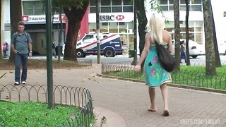 Busty Blonde Shemale Karolly Mel Pounds Her Man's Ass