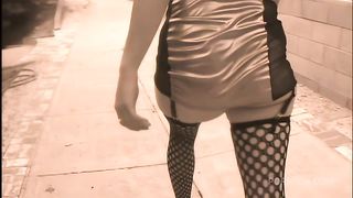 Ciera Sage Gets Fucked In Her Tight Ass Outside While Wearing Fishnets