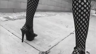 Ciera Sage Gets Fucked In Her Tight Ass Outside While Wearing Fishnets