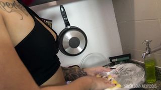 Lesbians Take A Cleaning Break For Ass Toying
