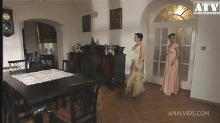 Erika Neri and Jessica Fiorentino are horny cougar with two big boobs and brunette hair get penetrated in the ass and get their mouth filled