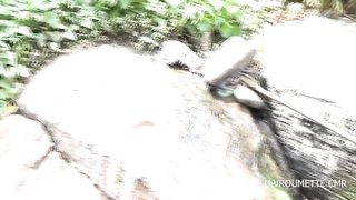 Laundry in the backwater. Samantha is surprised by her neighbor washing the clothes and him washing next to him with his big cock stretched out as usual. There followed a steamy public fuck at the riv