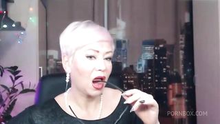 Sweet agony of a mature red bitch in sexy white lingerie...