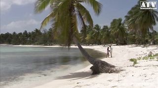 Lucy Belle a brown haired Italian slut fucked in the ass by a monster cock and wants her mouth busy on the sand