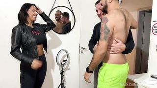 Couple of friends went to my house and the naughty wife did a strip tease, and they had hot sex for me to watch while I masturbated