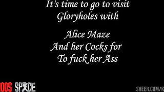 IT'S TIME TO VISIT THE FEMALE GLORY HOLE WITH ALICE MAZE, TO GET HER ASSHOLE FUCKED BY 3 DIFFERENT COCKS. AT KOKINOOS SPACE