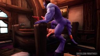 Blue Man with Elf | Warcraft Porn Parody