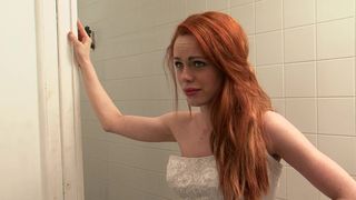 horny redhead get fucked from stepbro in bathroom during her wedding day