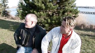 Anal threesome for the perfect ass of sexy czech blonde girl