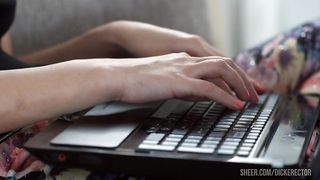 Skinny brunette gets her asshole stretched