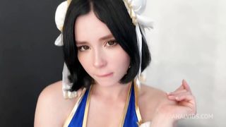 Chun-Li from Street Fighter Deepthroats and Assfucks till Anal Creampie in Torn Pantyhose