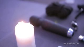 Lecherous woman pegging her man's and gets cum.