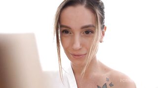 DP with strapon in bisexual FFM thresome