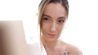 DP with strapon in bisexual FFM thresome