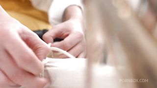 DP with strapon in bisexual FFM thresome