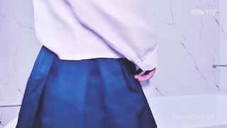 Skinny girl Ochako Uraraka shaves her hairy pussy