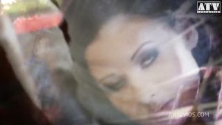 Lulu Martinez tattooed slut with brunette hair gets all holes filled by monster cock and ass fucked