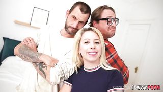 3-Way Porn - A Small Titties Fit Babe is Double Pounded Hard by a Random Dude in a Threesome