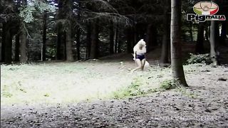 Walking through the woods I found a cock that satisfies my hairy pussy as well as penetrating my tight ass