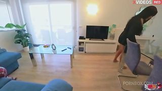 Stepmom Accidentally sits on my hard dick with her naked pussy, I fuck her in the ass until I cum in her