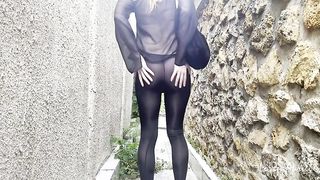 Outdoor Walk with See-Through Clothes and Anal Masturbation