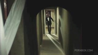 the dirty old man spies on 3 who are fucking in the bedroom and gets a blowjob from a girl