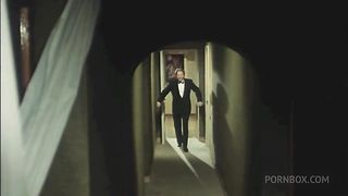 the dirty old man spies on 3 who are fucking in the bedroom and gets a blowjob from a girl