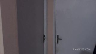 A BBC slut gets fucked in the ass and has her pussy filled with cum