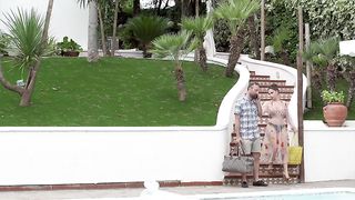 Malena enjoys it with two big cocks