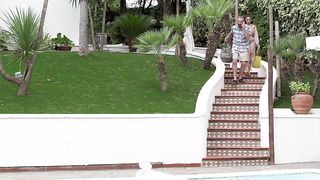 Malena enjoys it with two big cocks