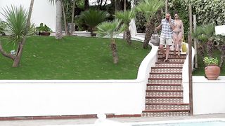 Malena enjoys it with two big cocks