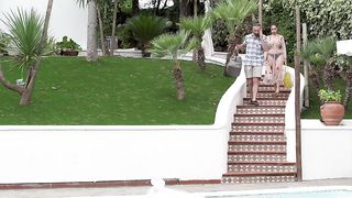 Malena enjoys it with two big cocks