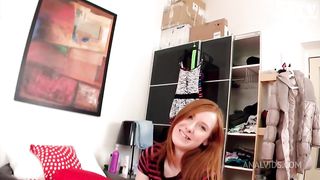 Linda Sweet a barely 18 year old whore with small breasts and red hair gets her ass penetrated