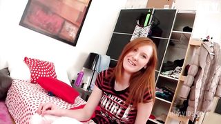 Linda Sweet a barely 18 year old whore with small breasts and red hair gets her ass penetrated