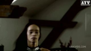 Eveline a slutty mature woman with a lot of fur on her pussy and brown hair gets her ass penetrated