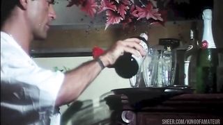 He lends his slutty girlfriend to his friends who fuck and fuck her in the ass