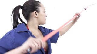 Big Tits Lesbian Seduces Her Painter For Sex