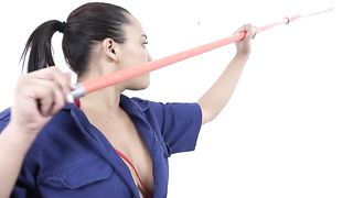 Big Tits Lesbian Seduces Her Painter For Sex