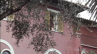 FUCKS IN THE GARDEN WITH HIS FRIEND WHILE SISTER WATCHES THEM FROM THE WINDOW