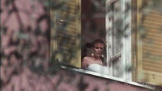 FUCKS IN THE GARDEN WITH HIS FRIEND WHILE SISTER WATCHES THEM FROM THE WINDOW